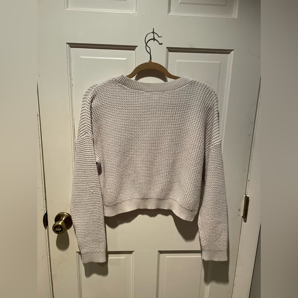White Cropped Knit Sweater